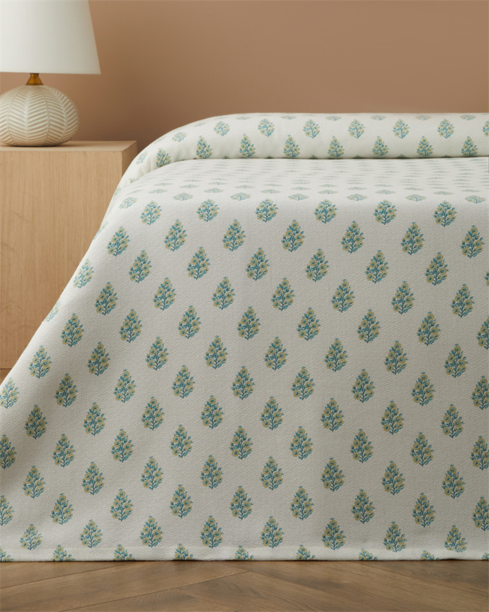Green Harmony Baskılı Pamuklu Çift Kişilik Pike 200x220 cm Yeşil