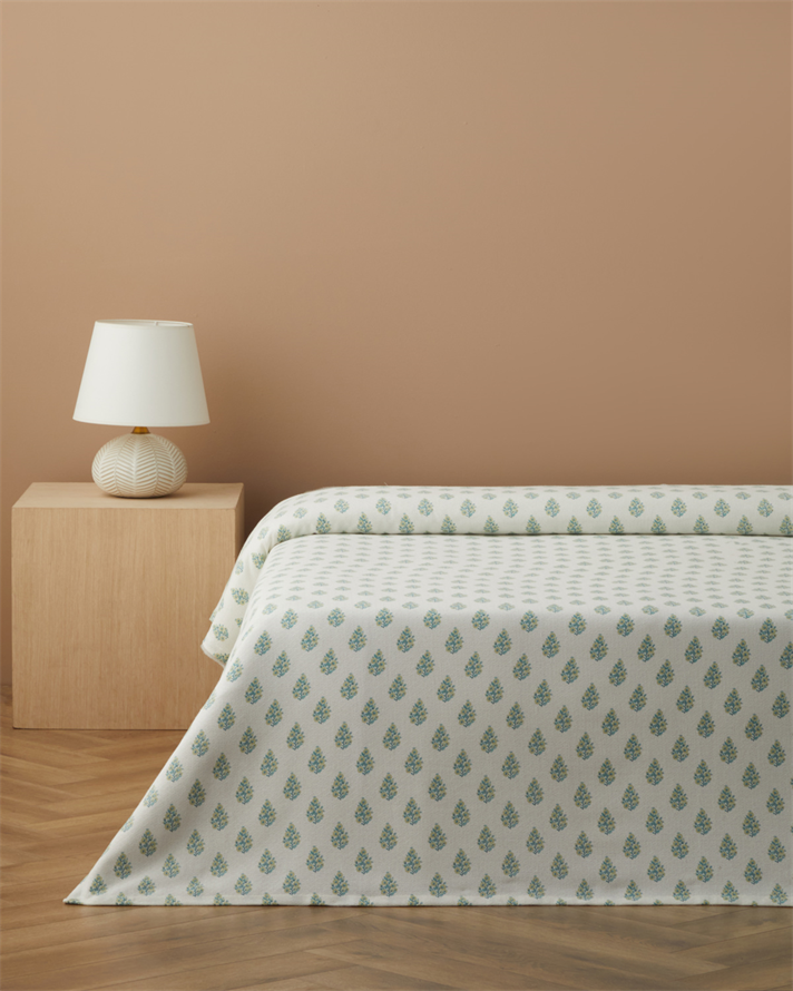 Green Harmony Baskılı Pamuklu Çift Kişilik Pike 200x220 cm Yeşil