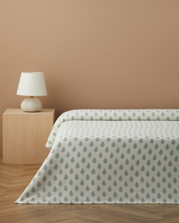 Green Harmony Baskılı Pamuklu Tek Kişilik Pike 150x220 cm Yeşil