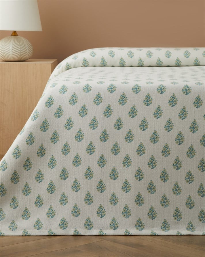 Green Harmony Baskılı Pamuklu Tek Kişilik Pike 150x220 cm Yeşil