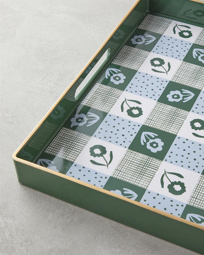 Green Oasis PP Tepsi 35x35 cm Beyaz - Yeşil