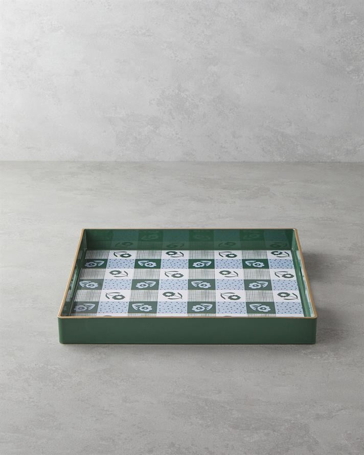 Green Oasis PP Tepsi 35x35 cm Beyaz - Yeşil