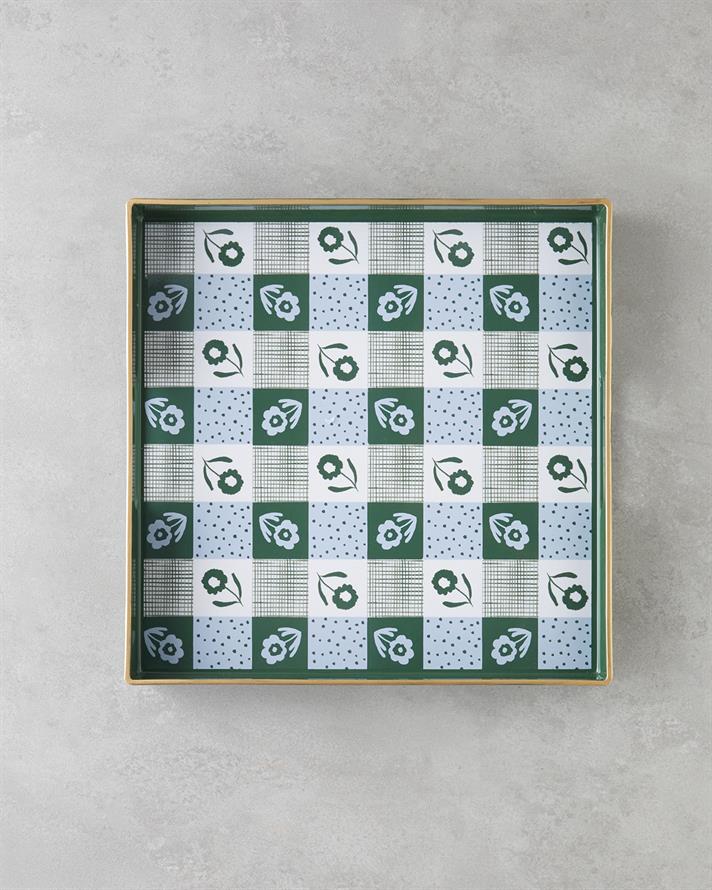 Green Oasis PP Tepsi 35x35 cm Beyaz - Yeşil