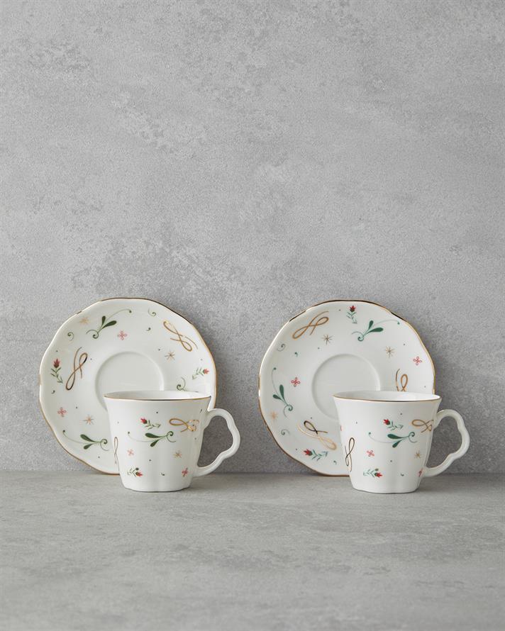 Greena Bone Porselen 4 Parça 2 Kişilik Kahve Fincan Takımı 80 ml Renkli