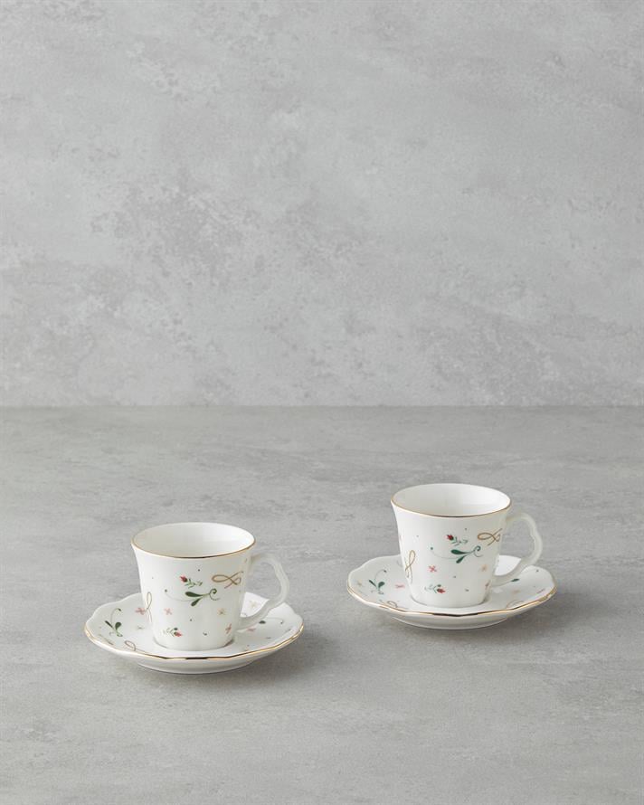 Greena Bone Porselen 4 Parça 2 Kişilik Kahve Fincan Takımı 80 ml Renkli