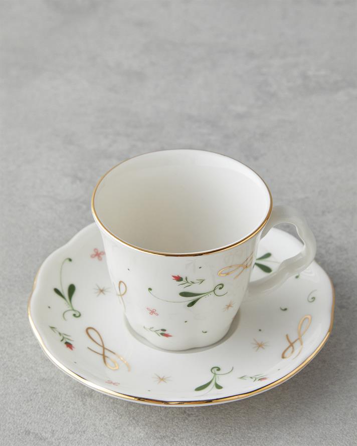 Greena Bone Porselen 4 Parça 2 Kişilik Kahve Fincan Takımı 80 ml Renkli