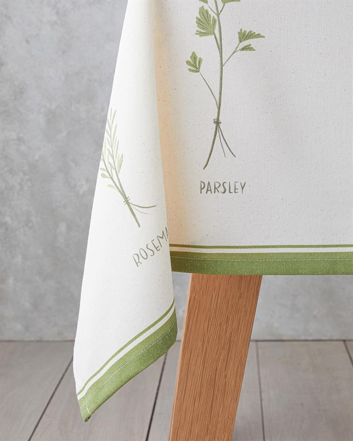 Greeny Pamuk Polyester Masa Örtüsü 150x200 cm Beyaz - Yeşil