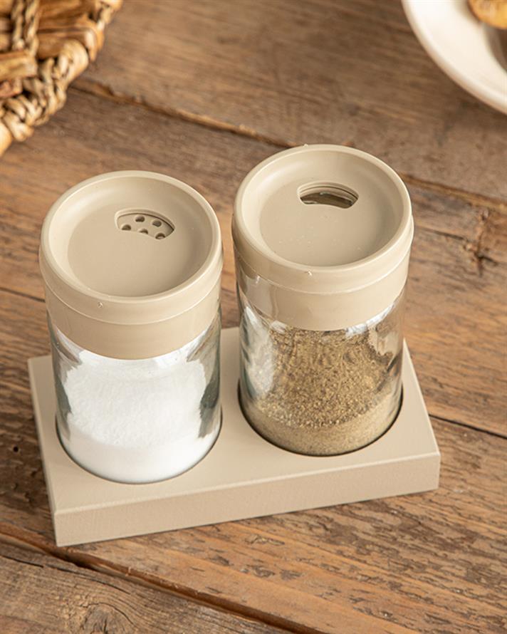 Greta Cam 2li Tuzluk - Biberlik 105 ml Koyu Bej