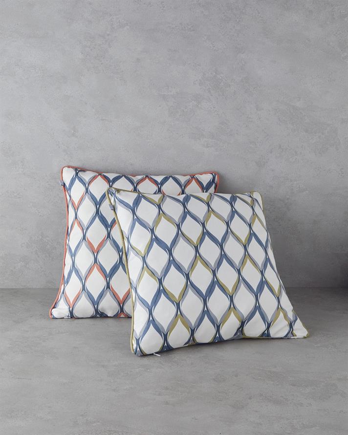 Grid Çift Taraflı Kırlent Kılıfı 45x45 cm Lacivert – Yeşil