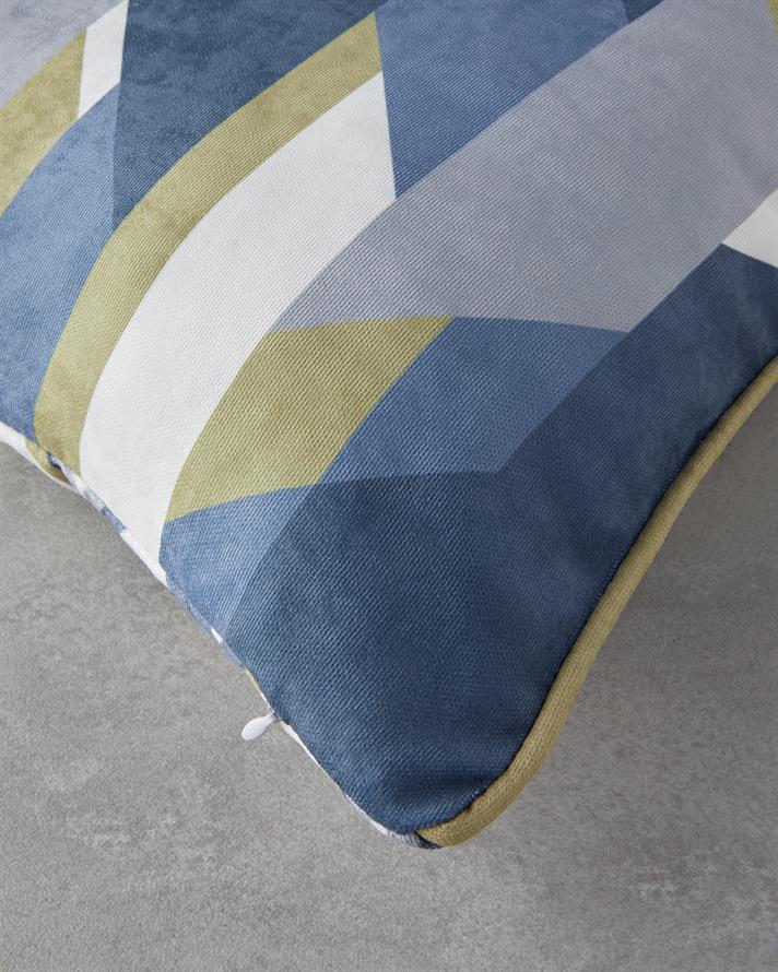 Grid Çift Taraflı Kırlent Kılıfı 45x45 cm Lacivert – Yeşil