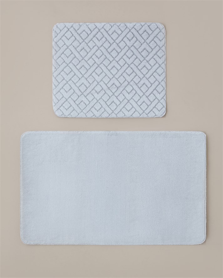 Gridline Kaydırmaz Taban Banyo Paspası Seti 60x100 cm + 50x60 cm Gri