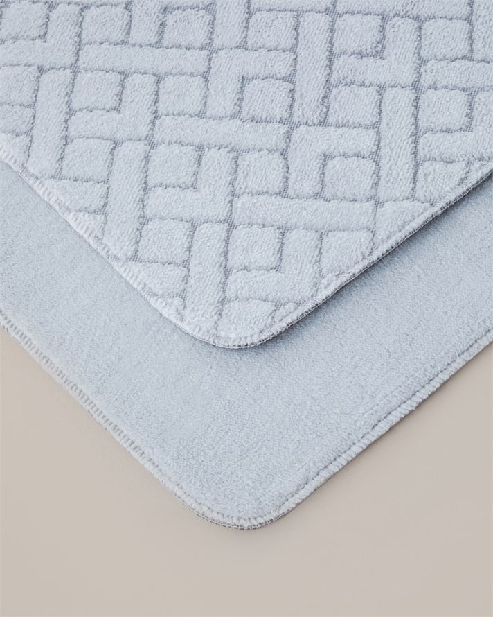 Gridline Kaydırmaz Taban Banyo Paspası Seti 60x100 cm + 50x60 cm Gri