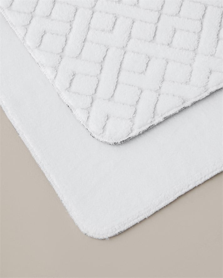 Gridline Kaydırmaz Taban Banyo Paspası Seti 60x100 cm + 50x60 cm Beyaz