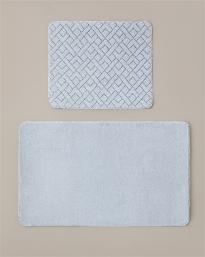 Gridline Kaydırmaz Taban Banyo Paspası Seti Gri