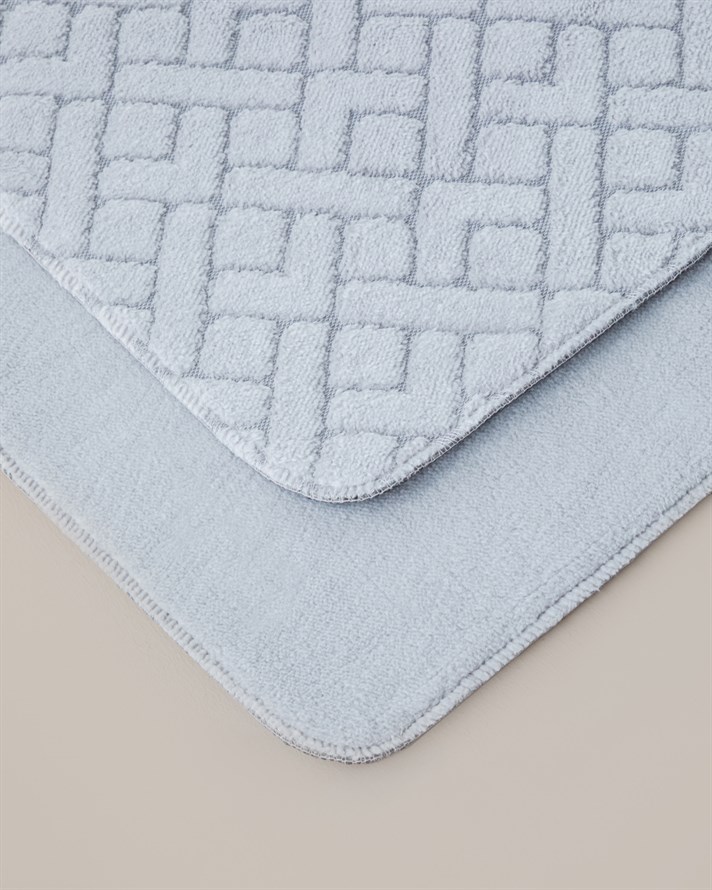 Gridline Kaydırmaz Taban Banyo Paspası Seti Gri