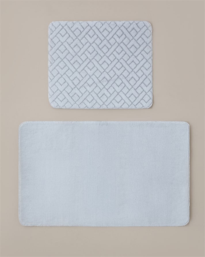 Gridline Kaydırmaz Taban Banyo Paspası Seti 60x100 cm + 50x60 cm Gri