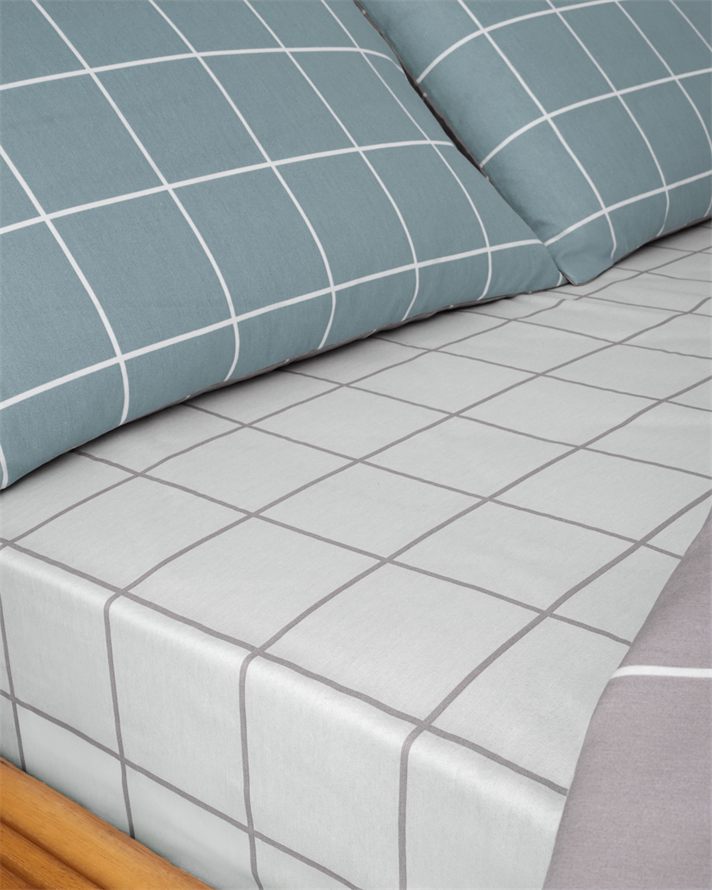 Gridline Kolay Ütülenir Tek Kişilik Çarşaflı Nevresim Takımı 160x220 cm Seledon-Mürdüm