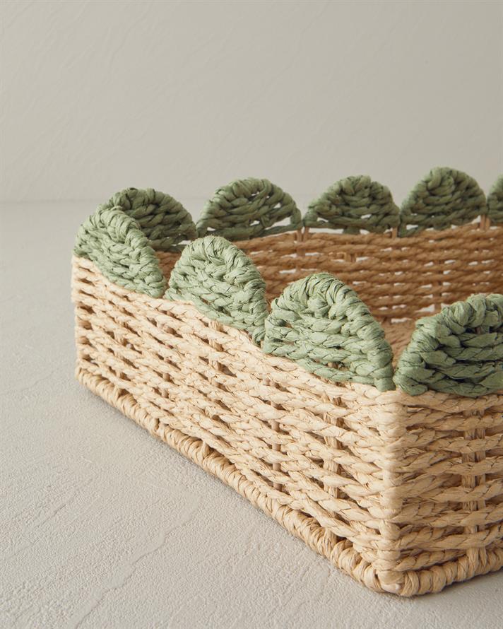 Grind Kağıt Tepsi 34x25 Cm Yeşil-Sarı