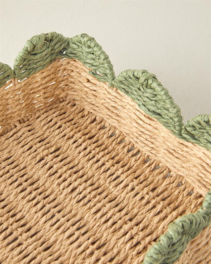 Grind Kağıt Tepsi 34x25 Cm Yeşil-Sarı