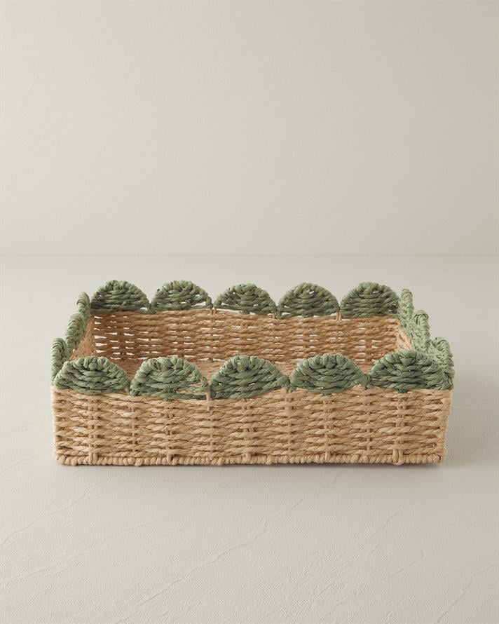 Grind Kağıt Tepsi 34x25 Cm Yeşil-Sarı