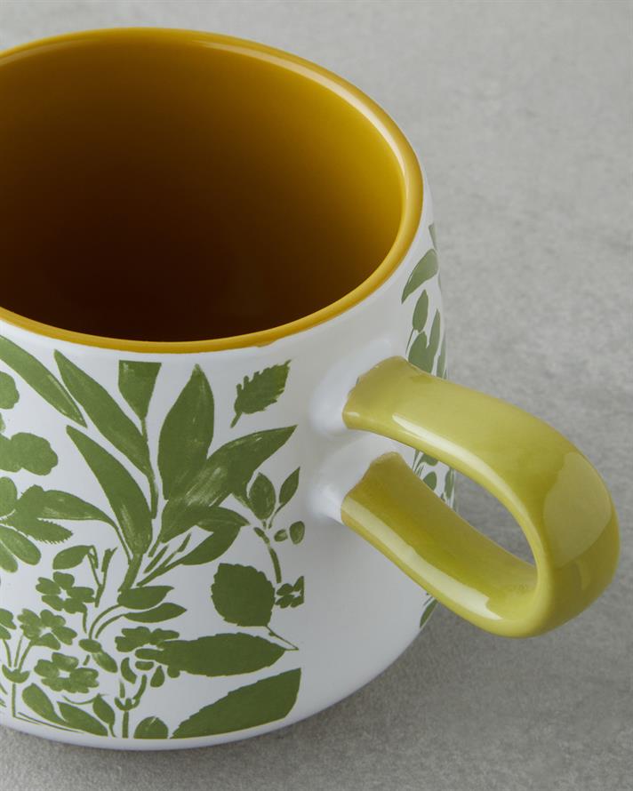 Growtopia Stoneware Kupa 340 ml Yeşil-Beyaz