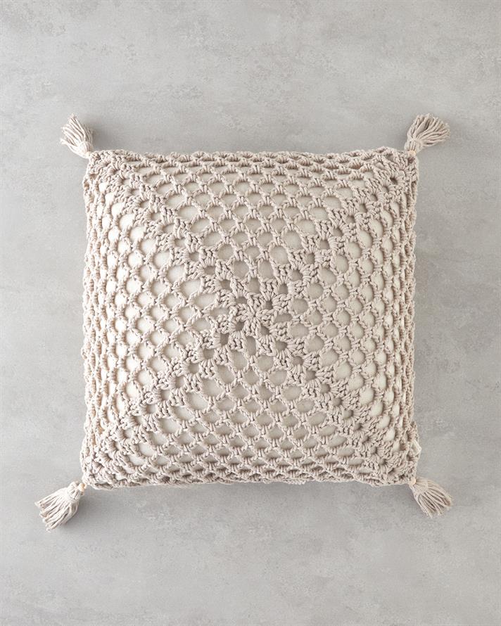 Handmade Kırlent Kılıfı 45x45 cm Bej