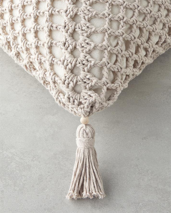 Handmade Kırlent Kılıfı 45x45 cm Bej