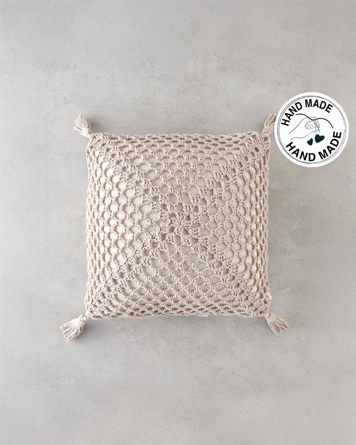 Handmade Kırlent Kılıfı 45x45 cm Bej