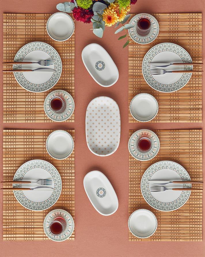 Harmony Porselen Kahvaltı Takımı 18 Parça 6 Kişilik Renkli