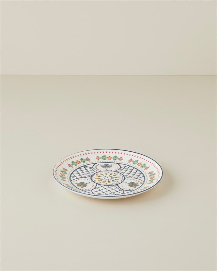 Harmony Talavera Porselen Pasta Tabağı 21 cm Beyaz - Lacivert