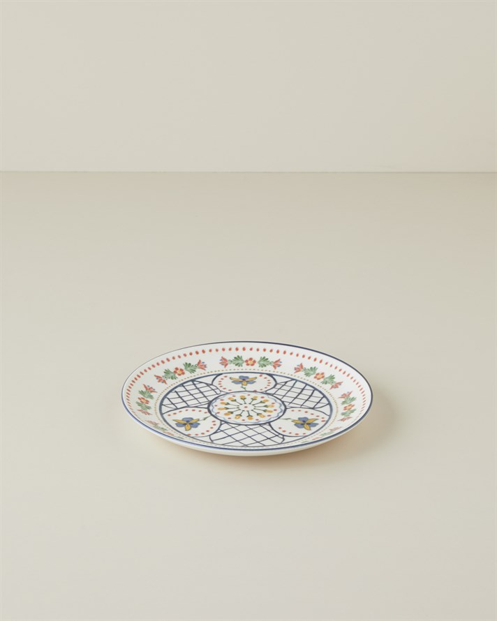 Harmony Talavera Porselen Pasta Tabağı 21 cm Beyaz - Lacivert