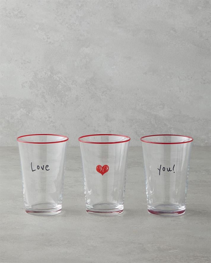 Heart Cam 3lü Bardak 290 ml Kırmızı