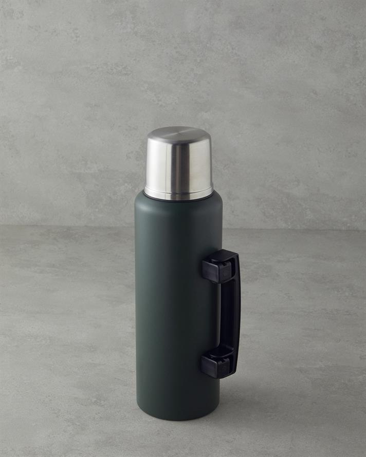 HeatLock Çelik Bardaklı Termos 1,5L Koyu Yeşil