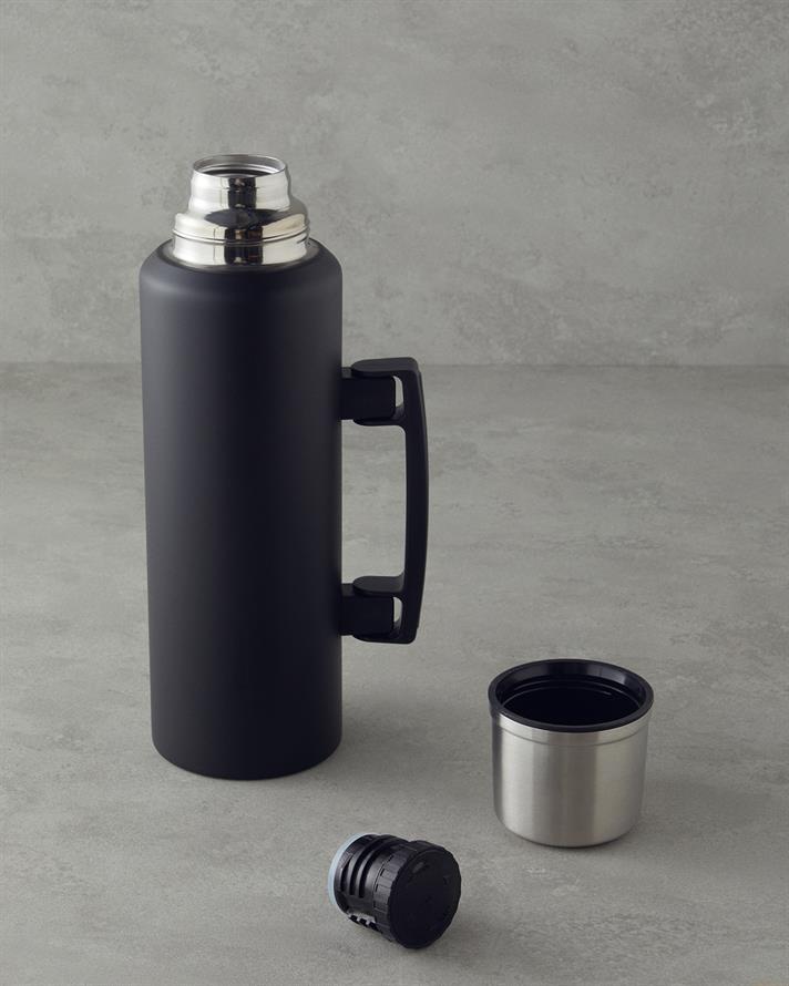 HeatLock Çelik Bardaklı Termos 1,5L Siyah