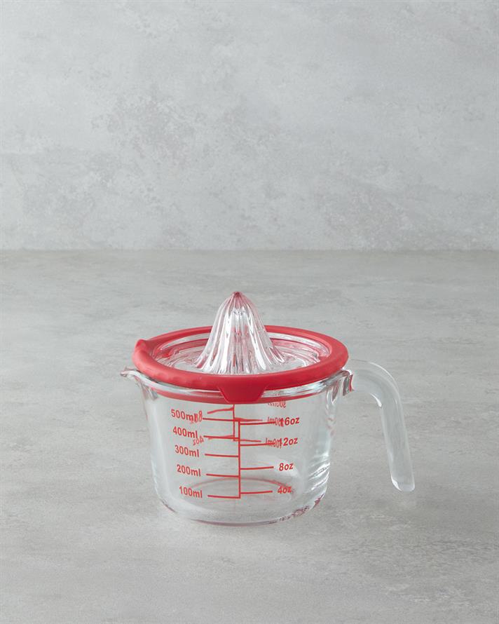 Hecha Cam Narenciye Sıkacaklı Ölçü Kabı Mutfak Gereci 500 ml Kırmızı