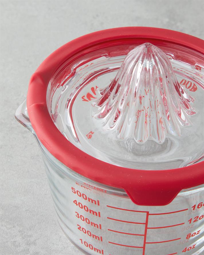 Hecha Cam Narenciye Sıkacaklı Ölçü Kabı Mutfak Gereci 500 ml Kırmızı