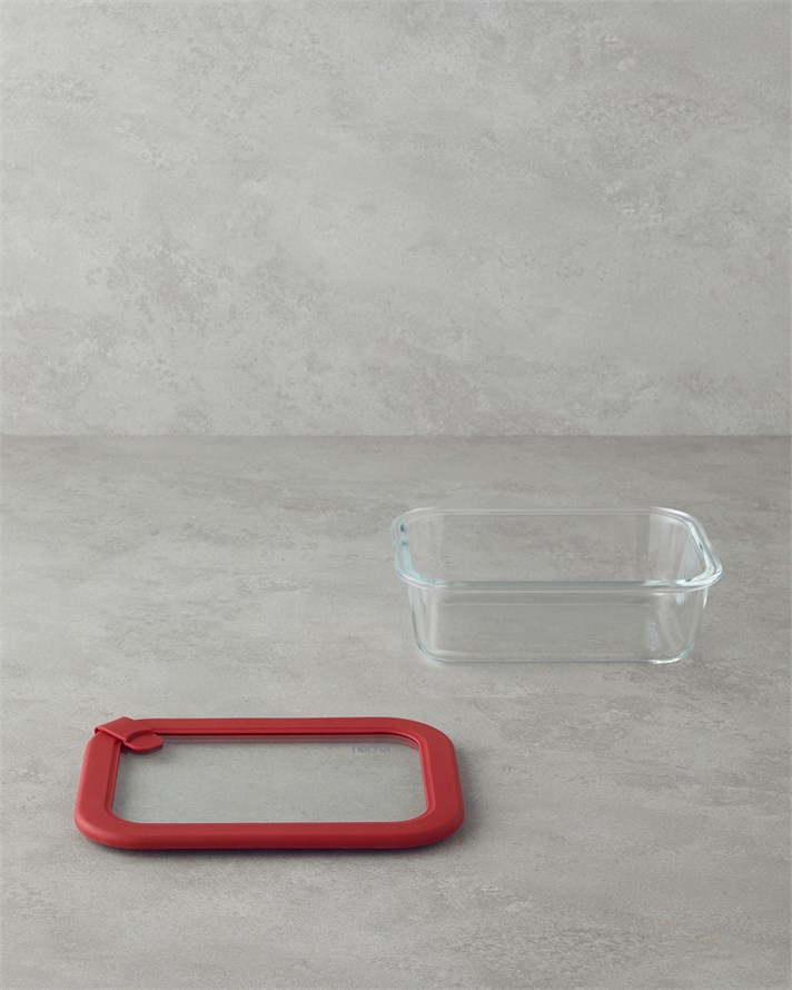 Hecha Cam Saklama Kabı 1050 ml Kırmızı