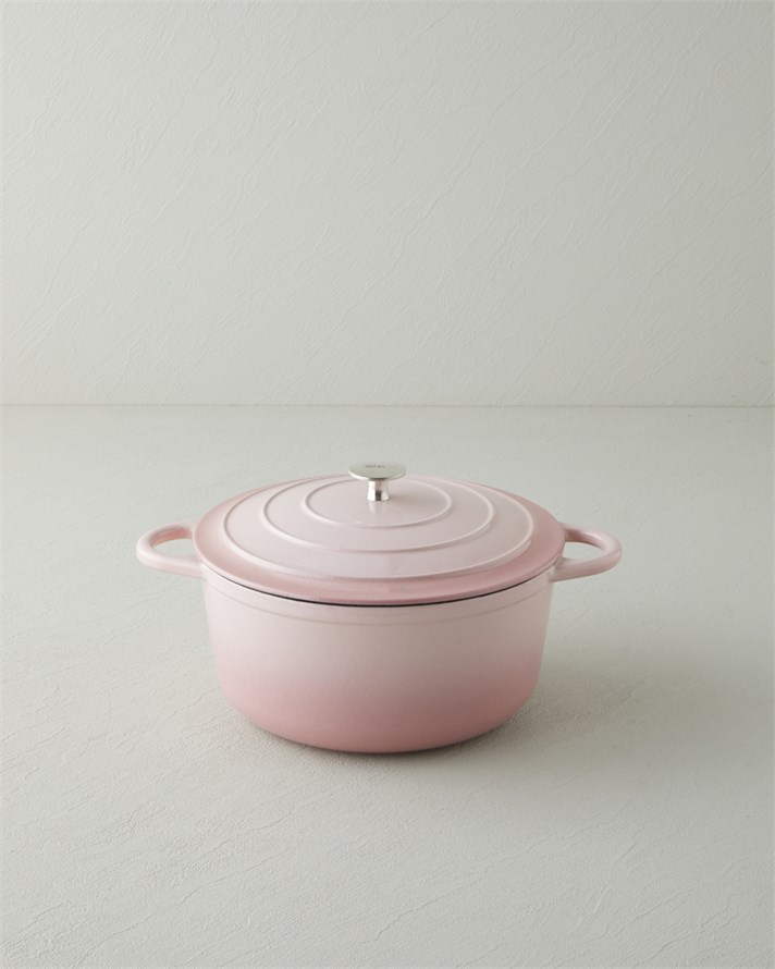 Hecha Demir Döküm Derin Tencere 24 cm Pembe