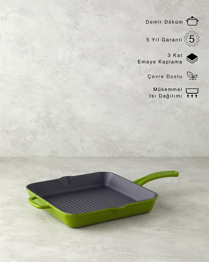 Hecha Demir Döküm Izgara Tava Yeşil