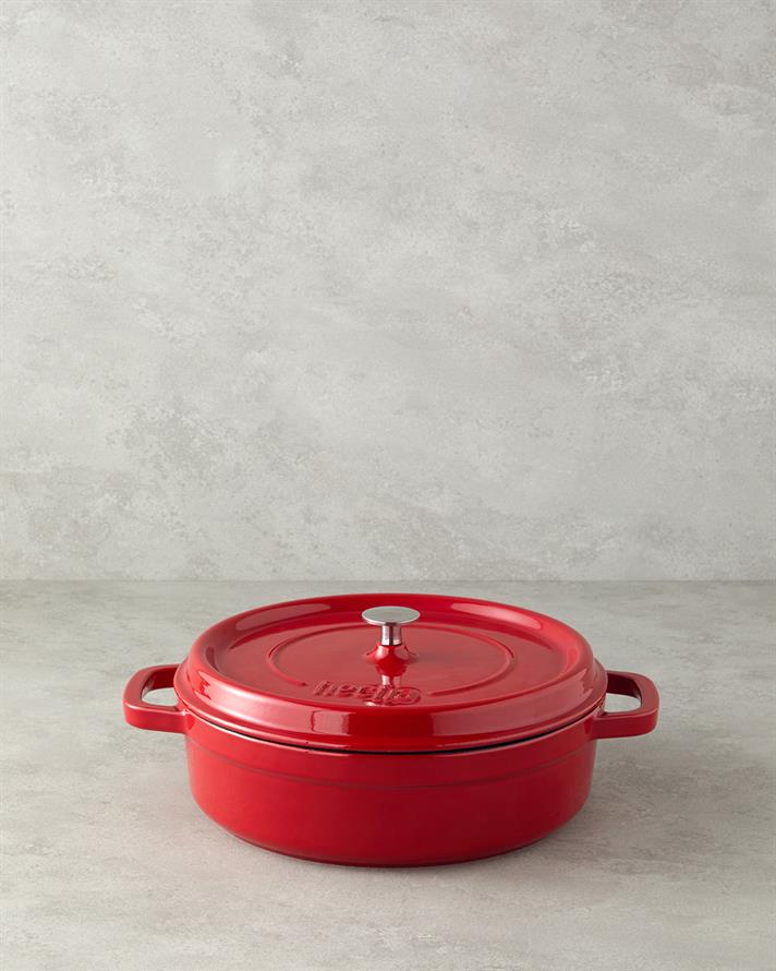 Hecha Demir Döküm Tencere Kırmızı