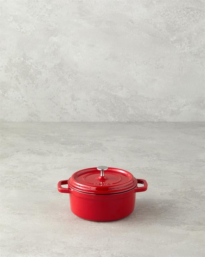 Hecha Demir Döküm Tencere Kırmızı