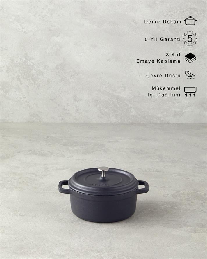 Hecha Demir Döküm Mini Tencere Siyah