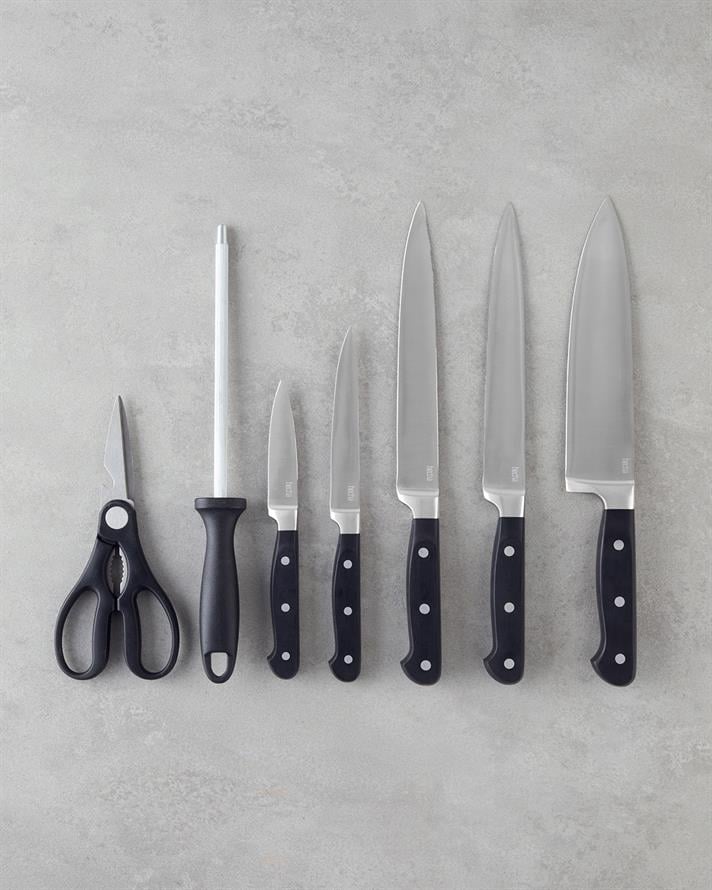 Hecha Master Paslanmaz Çelik 8 Parça Bıçak 34.5x34x33.5x24.5x21 cm Siyah
