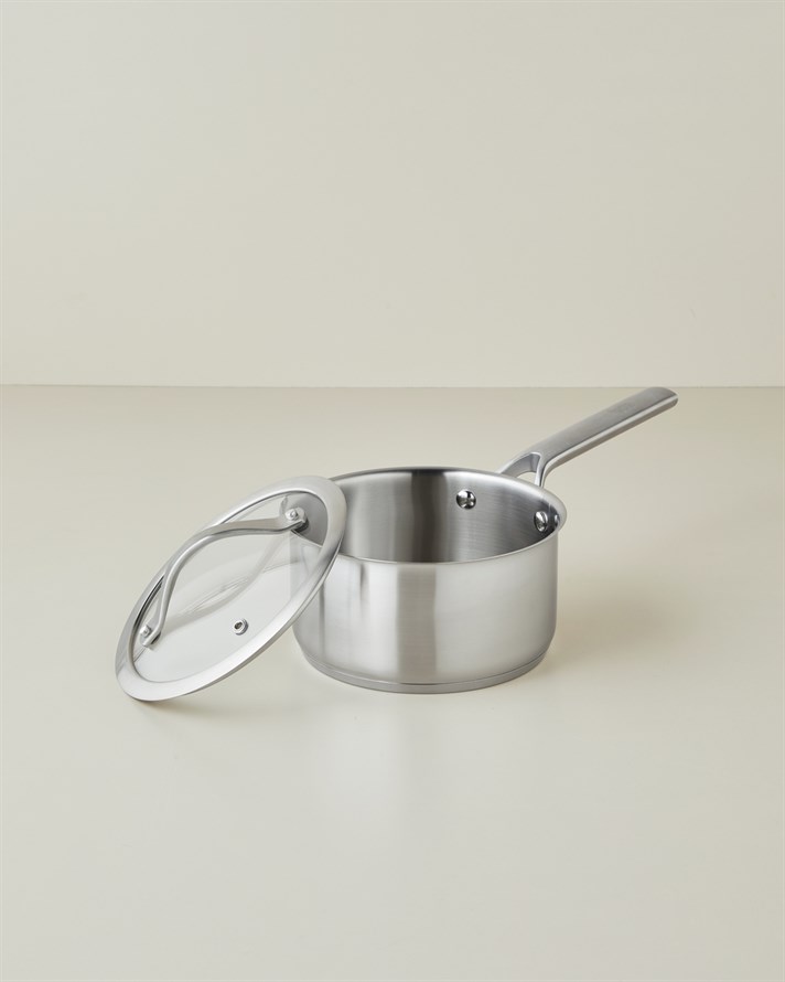 Hecha Paslanmaz Çelik Kapaklı Sos Tenceresı 18x9 cm Silver