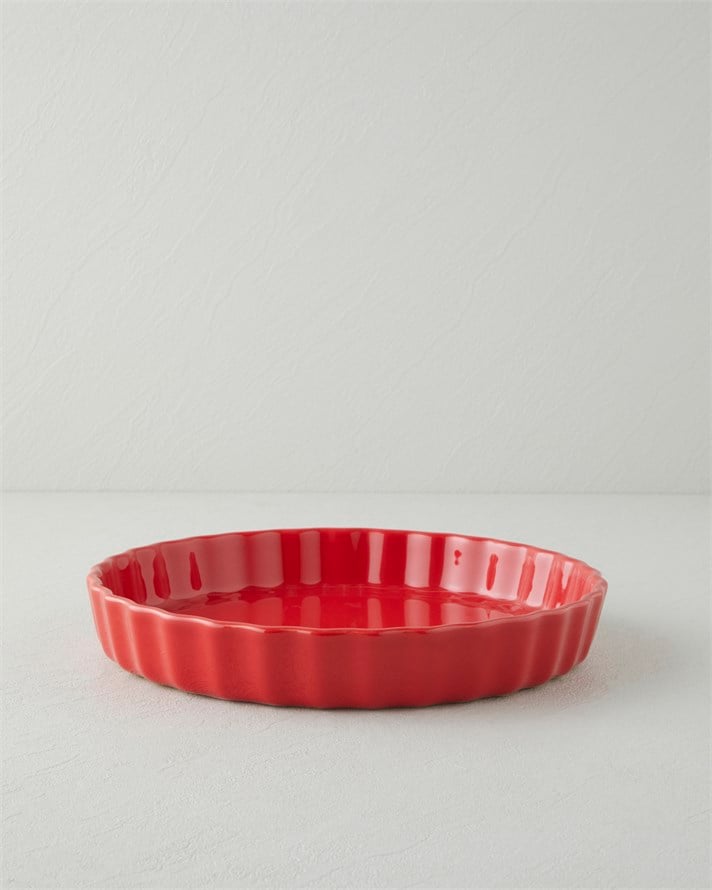 Hecha Seramik Tart Fırın Kabı 28 cm Kırmızı