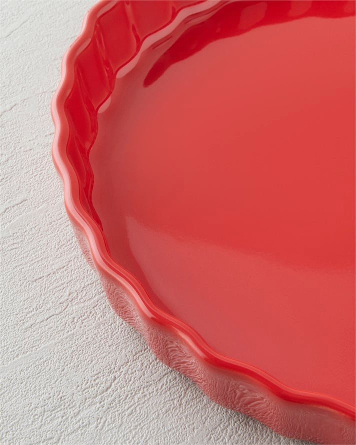 Hecha Seramik Tart Fırın Kabı 28 cm Kırmızı