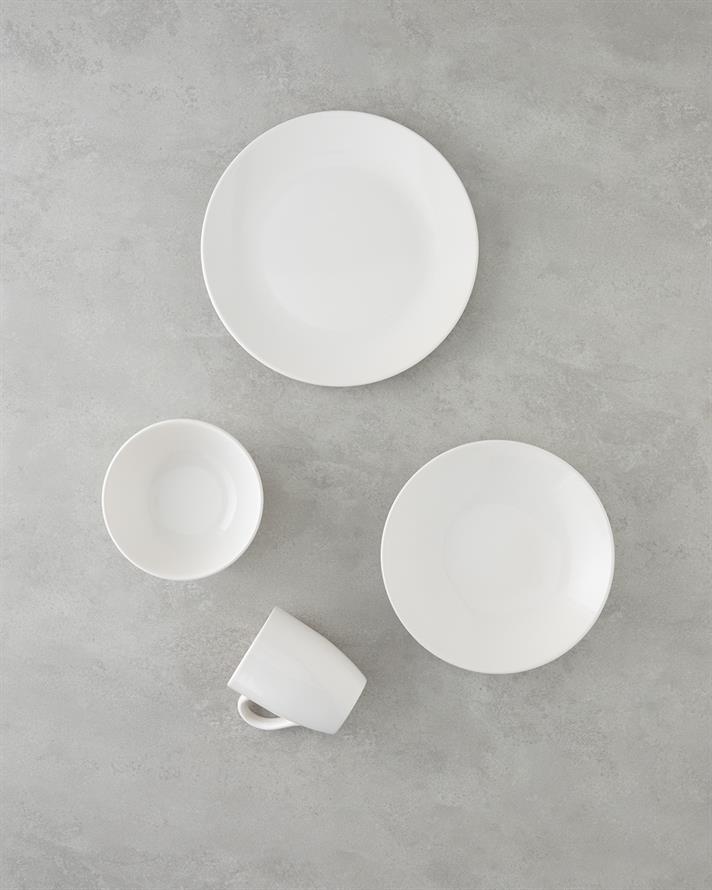 Hecha Seramik Yemek Takımı 4 Parça Tek Kişilik Krem