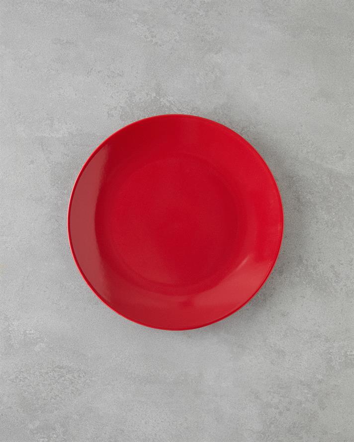 Hecha Seramik Yemek Takımı 4 Parça Tek Kişilik Kırmızı