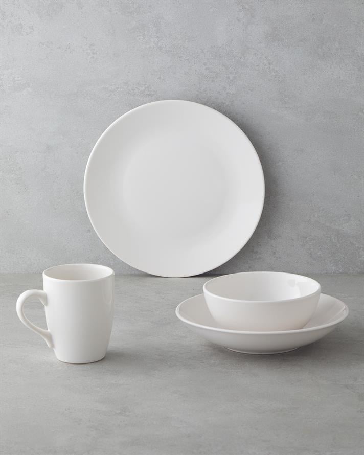 Hecha Seramik Yemek Takımı 4 Parça Tek Kişilik Krem