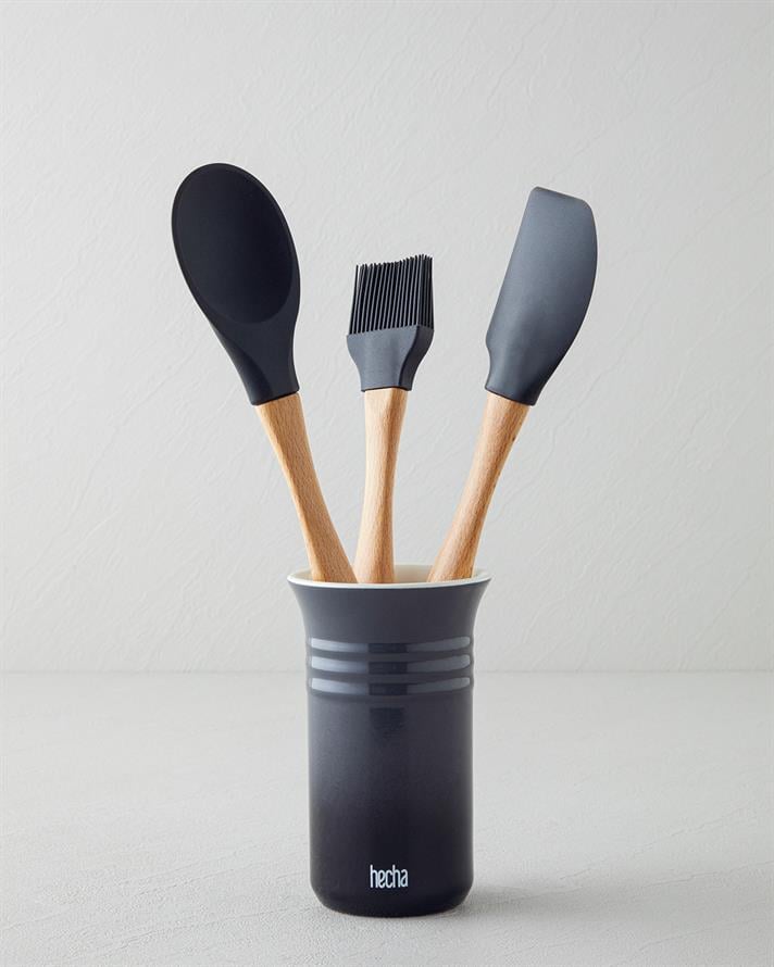 Hecha Silikon 4 Parça Servis Seti 28x32.5x31 cm X 14.5 cm Siyah